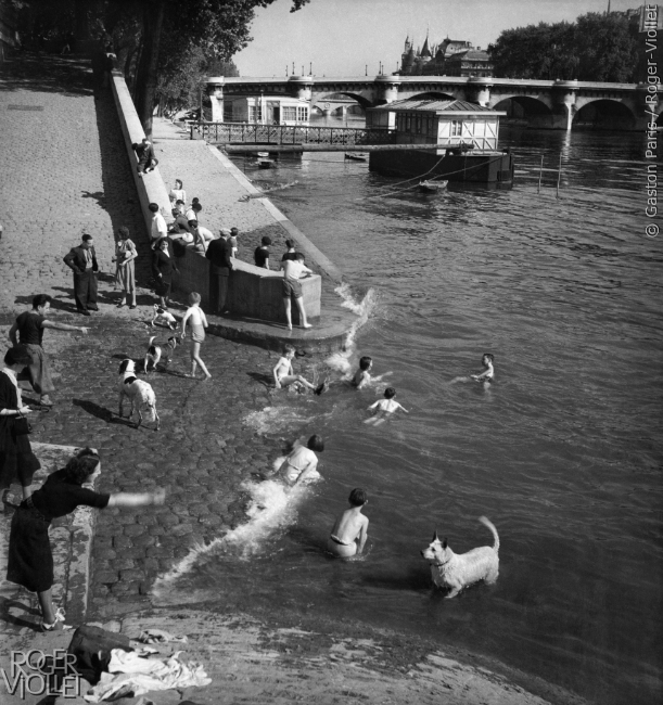Baignade dans la Seine, près