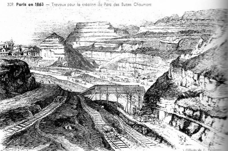 Construction du parc des Buttes Chaumont