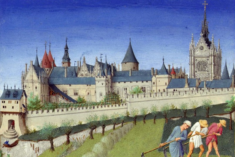 Représentation du palais de la Cité dans les Très Riches Heures du duc de Berry. © Photo. R.M.N. / R.-G. Ojéda