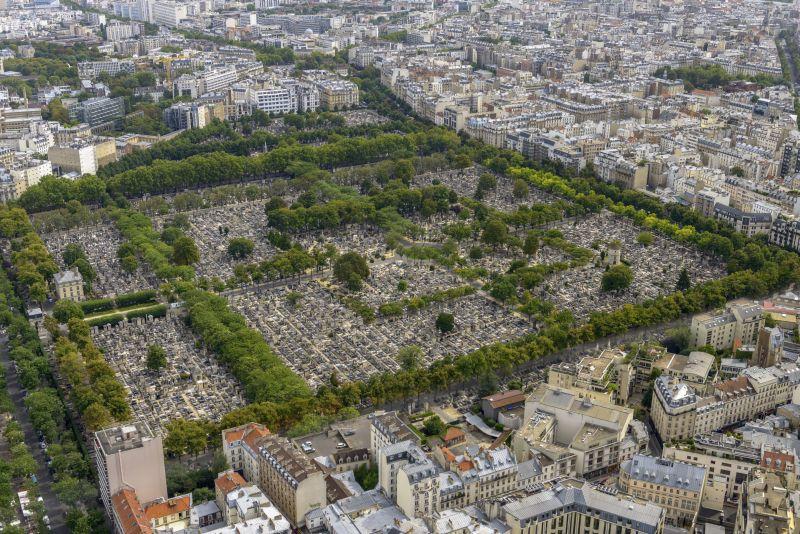 Vue aérienne du Père Lachaise à Paris