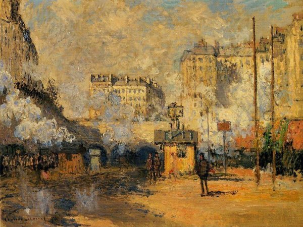Extérieur de la gare Saint-Lazare, effet de soleil, 1877