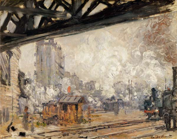 La Gare Saint-Lazare, vue extérieure ,1877
