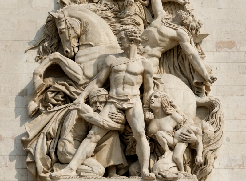 Façade "La Résistance de 1814" sur l'Arc de Triomphe. réalisé par Antoine Etex