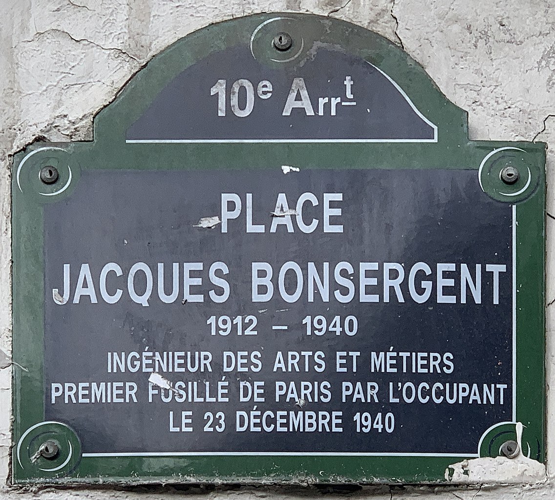 Plaque de la place Jacques Bonsergent, Paris 10e