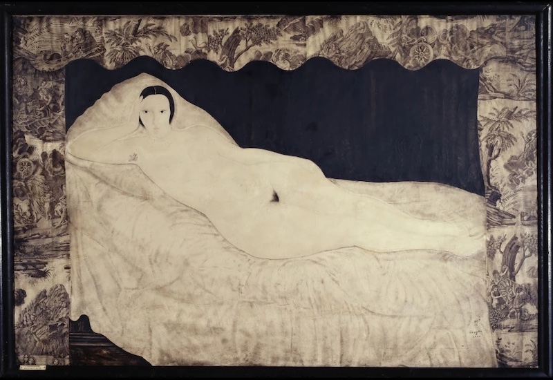 Tsuguharu Foujita, Nu couché à la toile de Jouy, 1922, Musée d'Art Moderne de Paris