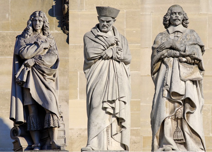 Molière, Rabelais et Mazarin sur les façades du Louvre © Jastrow 