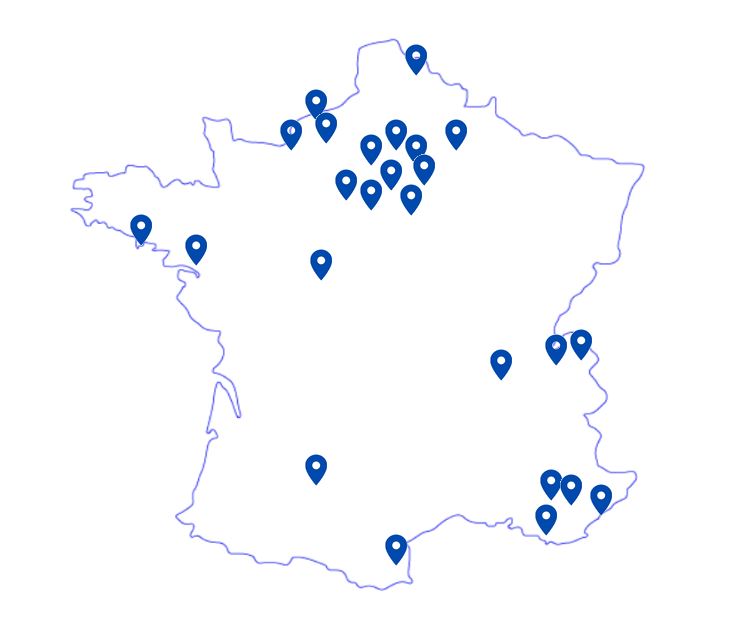 Carte de France des destinations de séminaires.