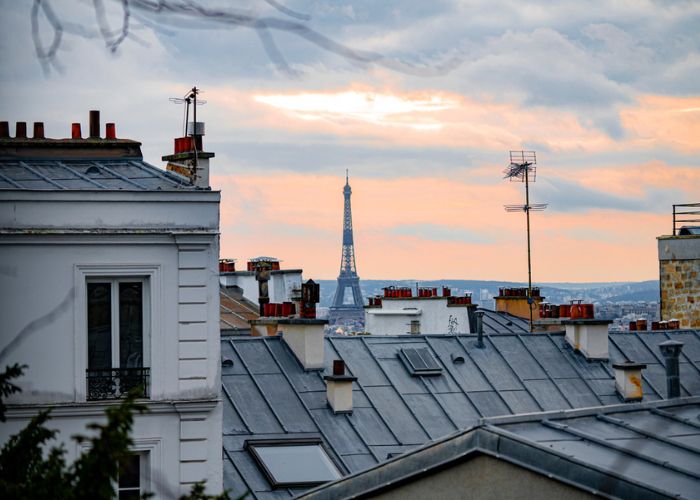Photographie de vue sur les toits de Paris et sur la Tour Eiffel. Source : Shutterstock