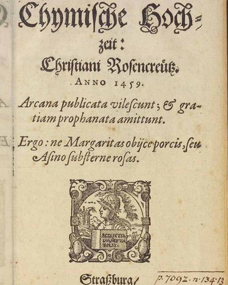 Les Noces Chymiques de Christian Rosenkreutz, édition originale, 1616