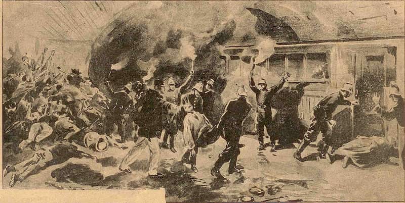 L'Actualité, n°187, 16 août 1903. Dessin de l'incendie du métro © Osvaldo Tofani