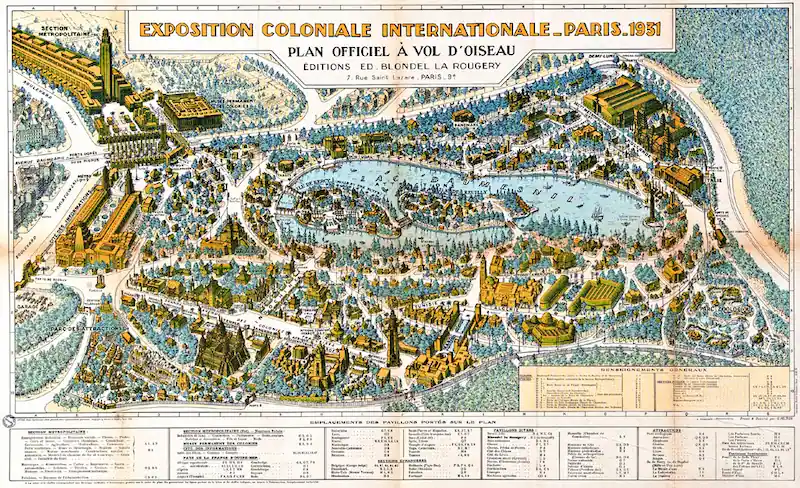 Plan officiel de l’Exposition Coloniale Internationale de 1931 © Éditions ED. Blondel la Rougery