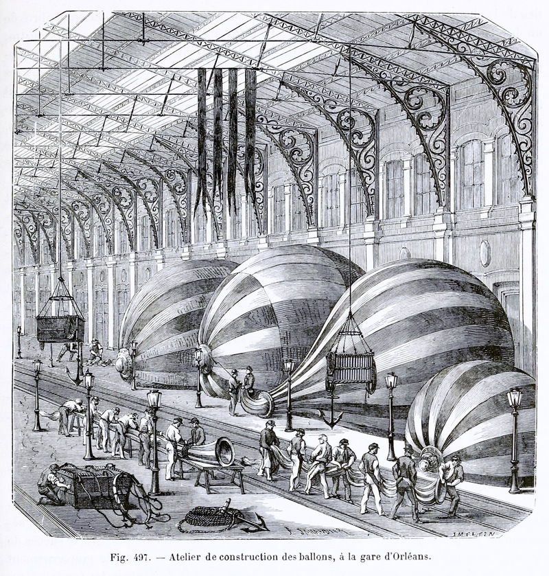 Atelier de construction ballons montés Gare d'Orléans