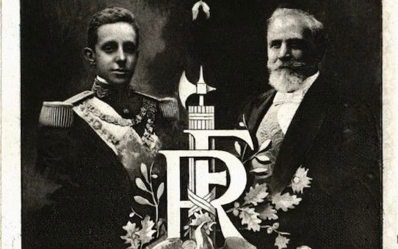 Alphonse XIII et Emile Loubet (carte postale, 1905) © Cartorum