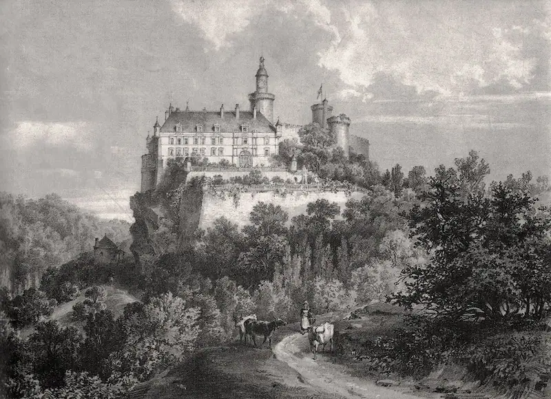Illustration d’époque représentant le château de Veauce © Château de Veauce