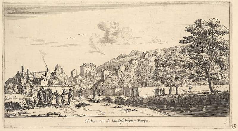 Vue de Chaillot, avec le ruisseau de Ménilmontant, XVIIe siècle