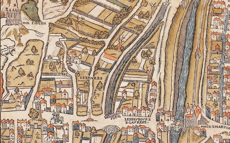 Gibet de Montfaucon sur le plan de Truschet et Hoyau (1550) © Wikimedia Commons