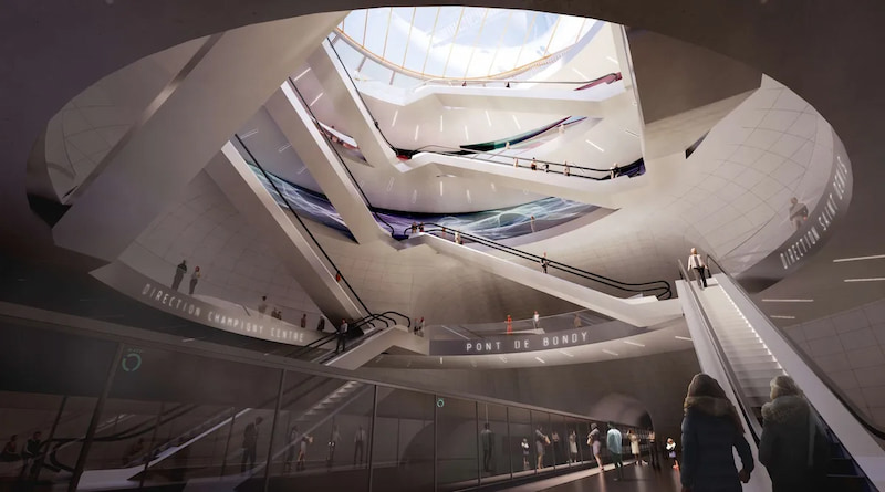 Projet escalator Gare de Villejuif Institut Gustave Roussy ©Société des grands projets