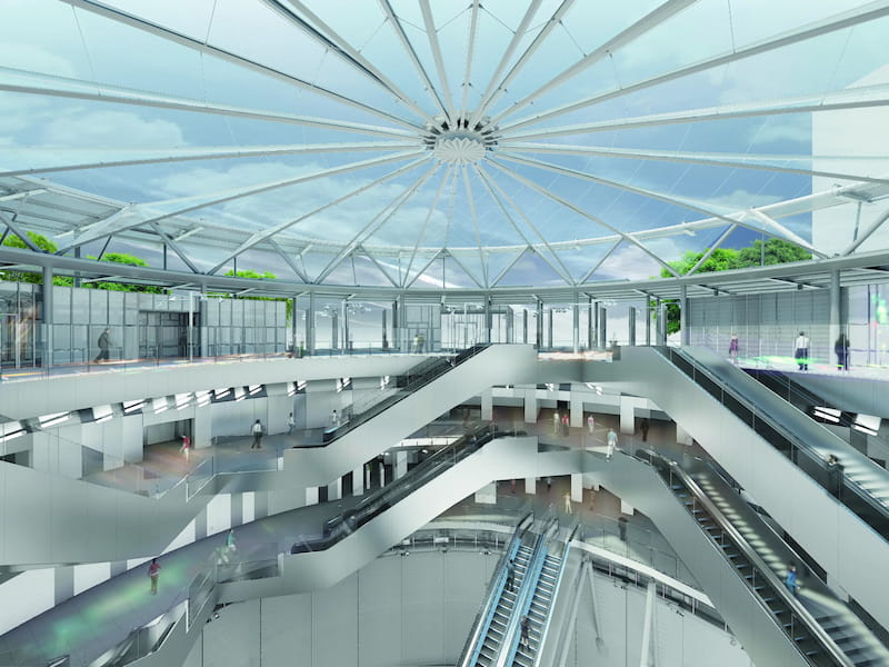 Projet intérieur de la Gare Villejuif Institut Gustave Roussy ©Société des grands projets 2024