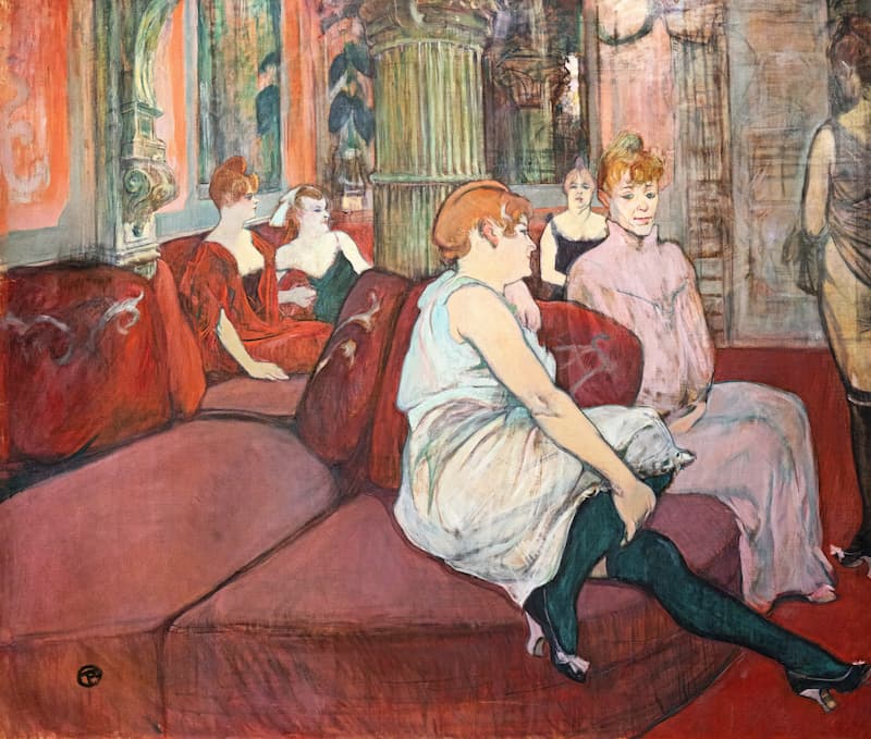 Au Salon de la rue des Moulins - Peinture de Toulouse-Lautrec 1894 - Maison close La Fleur Blanche © Wikimedia