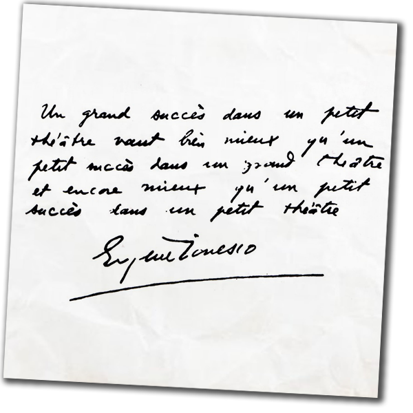 Note de Ionesco au Théâtre de la Huchette © Théâtre de la Huchette