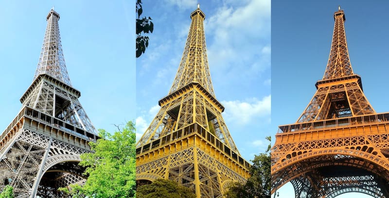 Trois couleurs de la tour Eiffel © Paris Zigzag