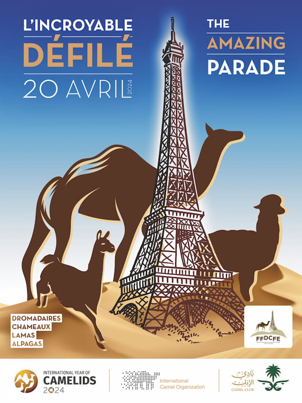 Affiche du défilé prévu le 20 avril 2024 - © Fédération française pour le développement des camélidés en France et en Europe