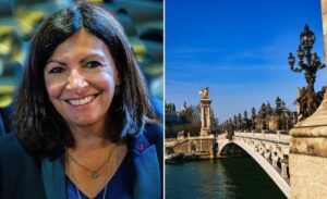 Anne Hidalgo et Macron dans la Seine