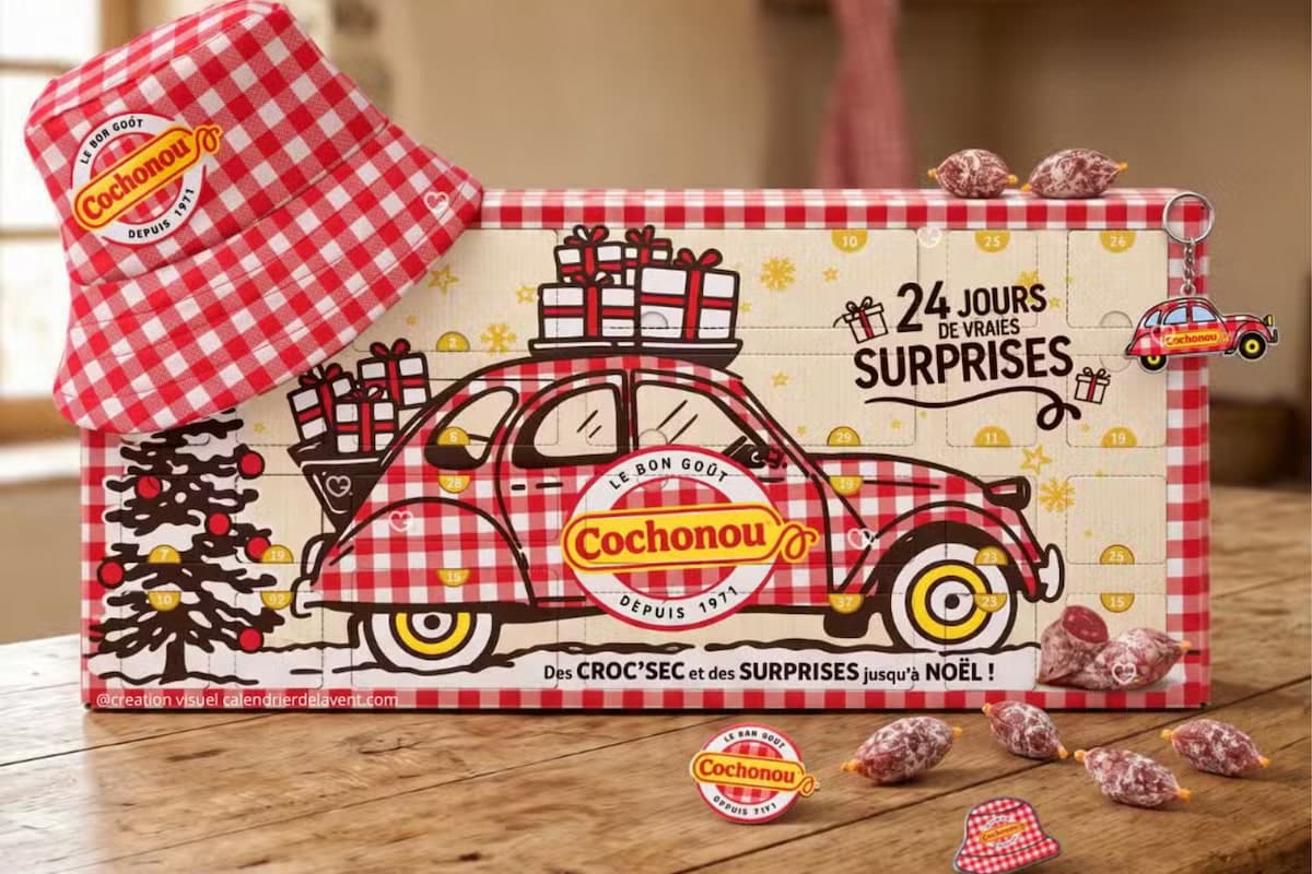 Calendrier de l'Avent Cochonou 2026 avec ses mini-saucissons et ses cadeaux collectors