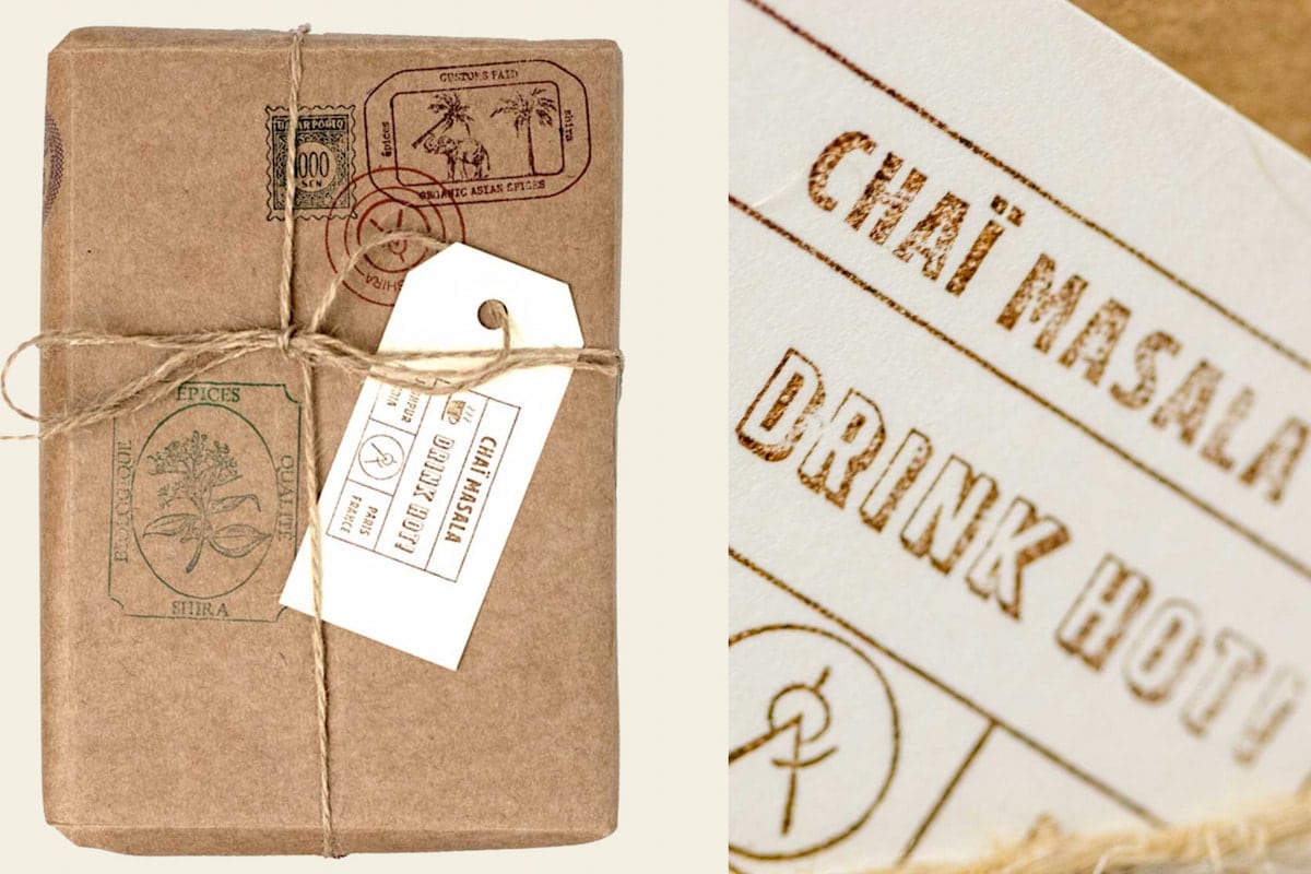 Coffret Boissons d’hiver d’Épices Shira emballé dans du papier kraft