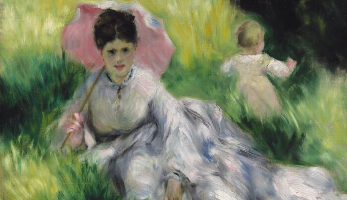 Auguste Renoir (1841-1919) Femme à l’ombrelle et enfant dans un paysage ensoleillé, c. 1874-1876 Huile sur toile 47 × 56,2 cm Boston, Museum of Fine Arts, legs de John T. Spaulding, 48.593 Photograph © 2026 Museum of Fine Arts, Boston