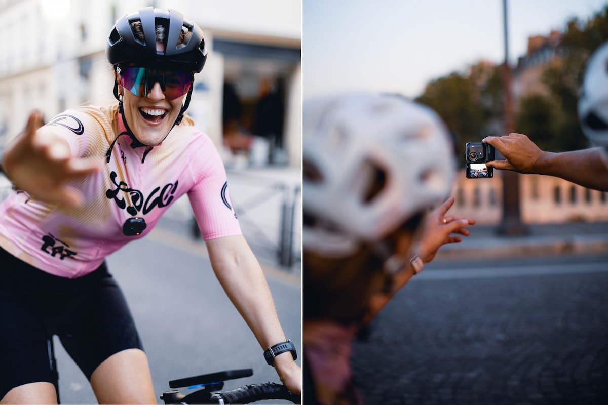 Une cycliste équipée d’une caméra Insta360 est filmée pendant une sortie à vélo
