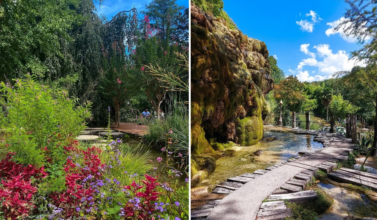 Jardin des Fontaines Pétrifiantes au bord de l'eau 