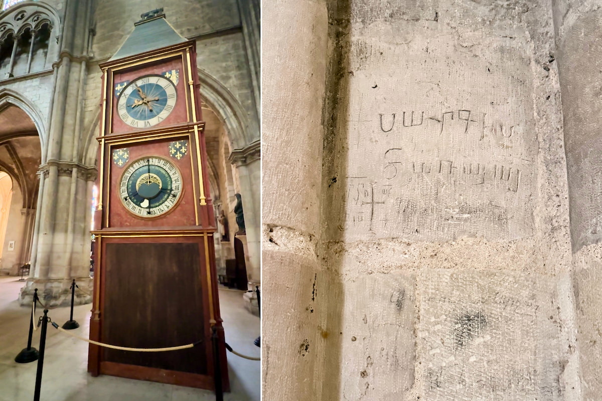 Horloge astronomique et inscription arménienne gravée dans la cathédrale de Bourges