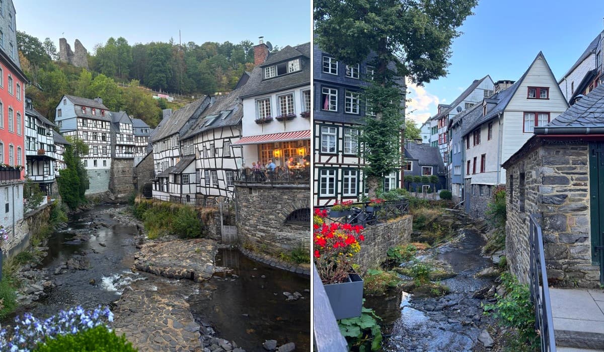 Montjoie : maisons à colombages au bord de la Rur