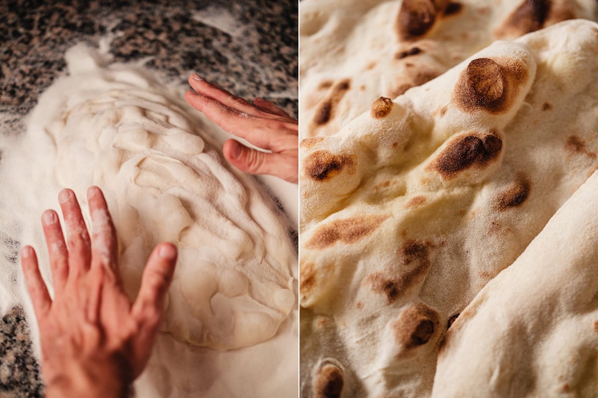 Préparation et cuisson de la pâte à pinsa romana chez Maison Pinsa