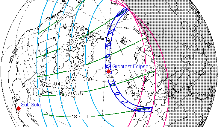 Carte de l’éclipse solaire du 12 août 2026