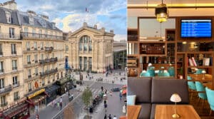 Vue de la Gare du Nord et du lobby de l’Hôtel Whistler à Paris