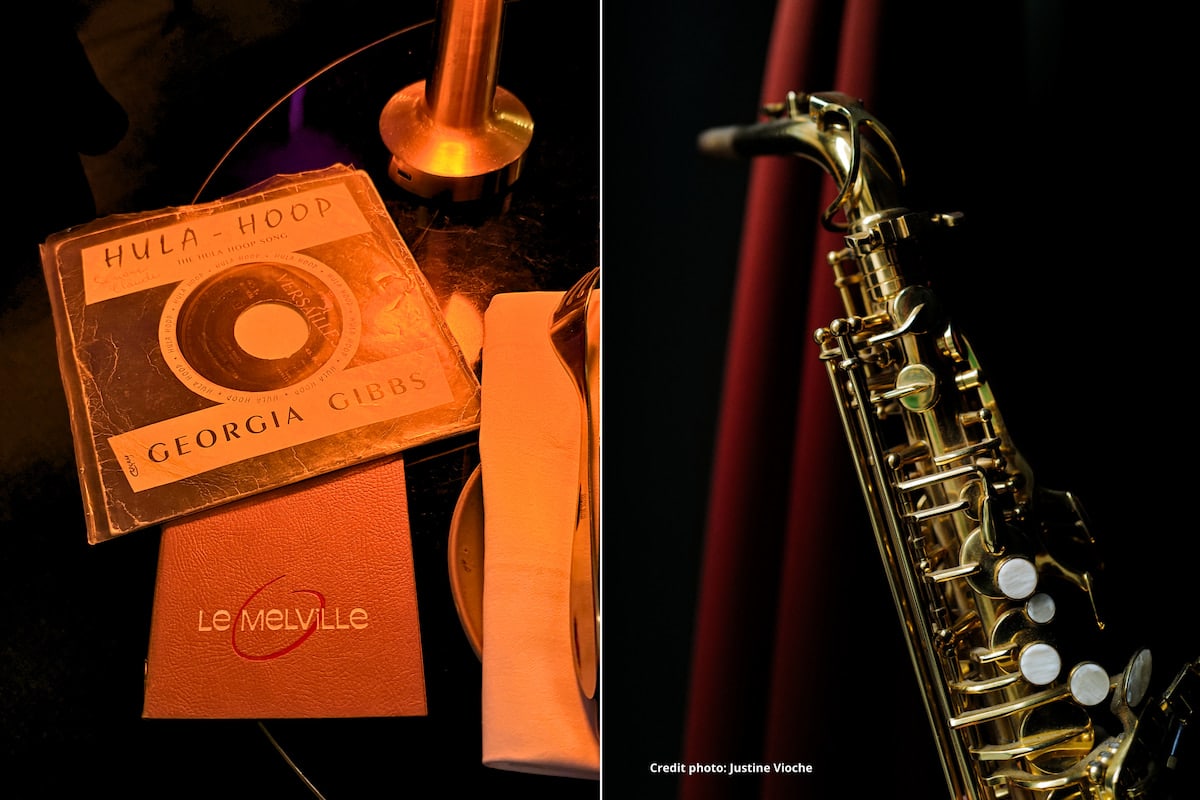 Vinyle de Georgia Gibbs et saxophone au Melville, restaurant-club de jazz à Paris