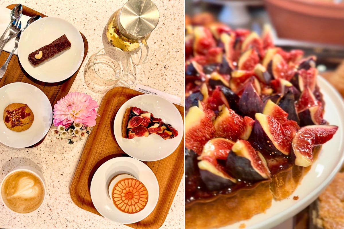 Pâtisseries maison et tarte aux figues servies au café Papapa dans la Maison Victor Hugo à Paris