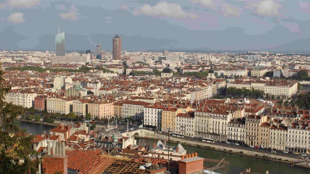 Presqu'île de Lyon vue du haut