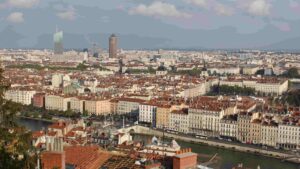 Presqu'île de Lyon vue du haut