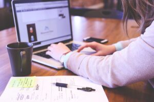 étudiant, ordinateur, travail