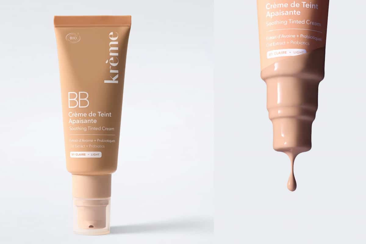 Tube de la BB Crème de Teint Apaisante Krème et détail de sa texture teintée